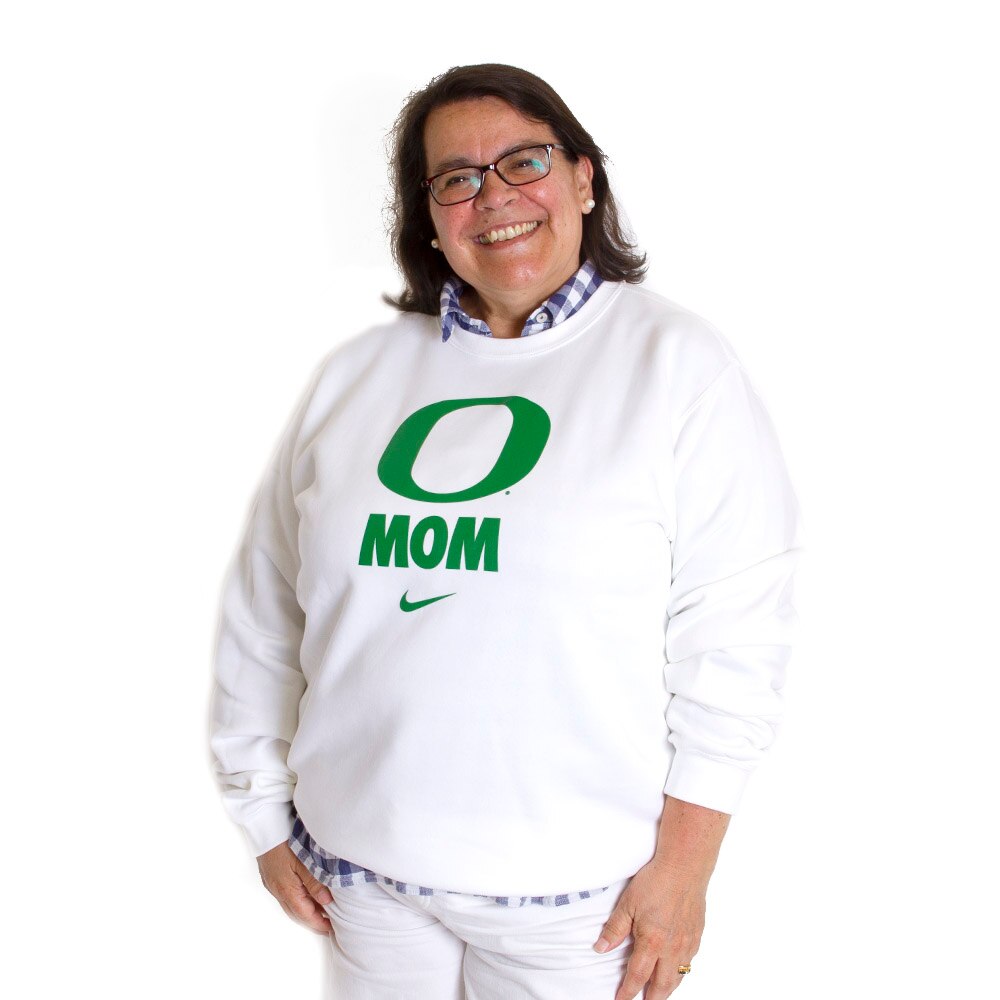 Classic Oregon O, Nike, White, Pullover, Women, Mom, Sweatshirt, 745915